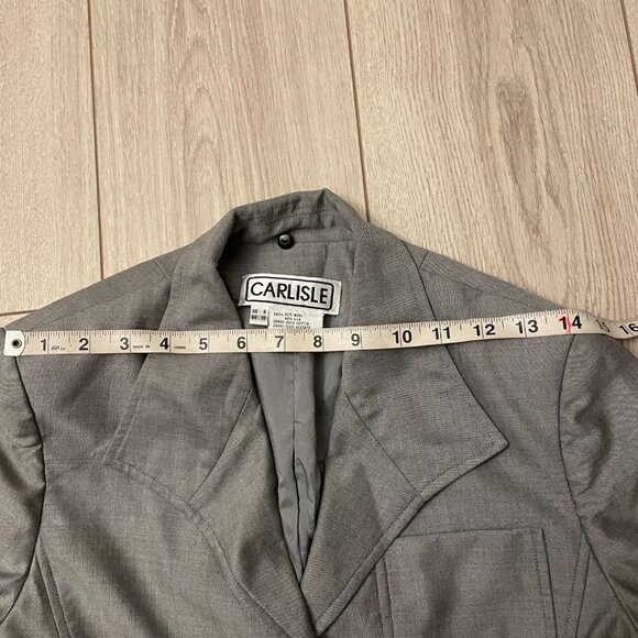 Carlisle Wool Silk Blend Blazer Jacket Three-Button Front Patch Pocket Gray SZ 8 - Picture 7 of 11